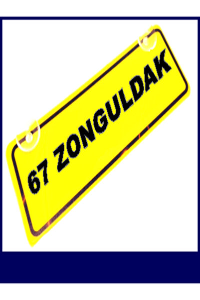 wonderlike 67 ZONGULDAK Yazılı Dekor plaka- Sarı Renk Araç İçi Cam Süsü ve Of...