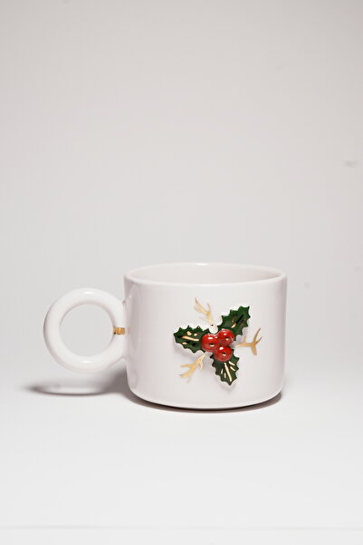 Sezgi Ceramic Seramik El Yapımı 200 ml Yılbaşı Temalı Mug Kupa Bardak