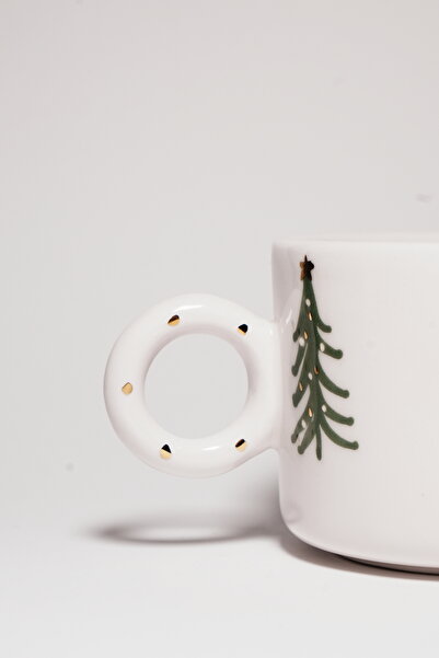 Sezgi Ceramic Seramik El Yapımı 200 ml Yılbaşı Temalı Mug Kupa Bardak