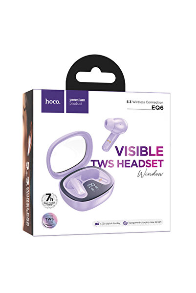 Hoco Casti Wireless (EQ6), Casti Wireless, Ear Buds, BT 5.3, 180h StandBy, 320mAh, Shadow, Purple