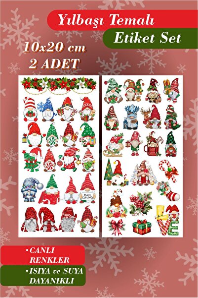 Piksel Grafik Set nalepnica sa temom patuljaka za Novu godinu - paket poklona...