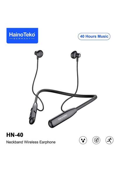 HAINOTEKO Haino Teko Germany HN40 Neckband Wireless Earphone with Super Clear Mic and High Bass (Black)