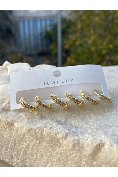 FASHION Zirkon Taşlı 3 Boy 6’lı Küpe Seti