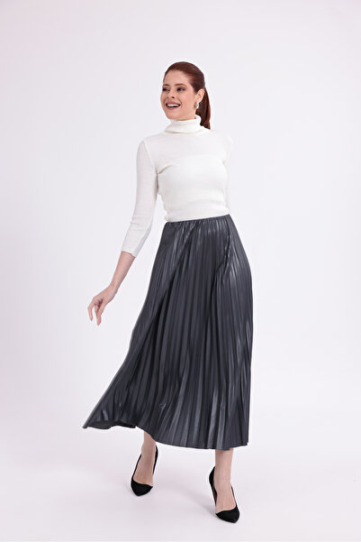 Mersella Women's Elastic Waist Pleated Long Skirt – Flexible Waist, Midi Leng...
