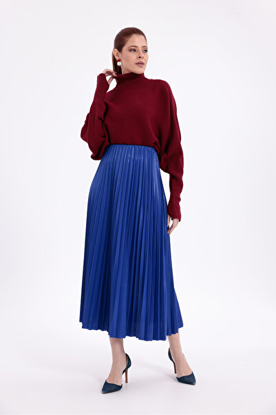 Mersella Women's Elastic Waist Pleated Long Skirt – Flexible Waist, Midi Leng...