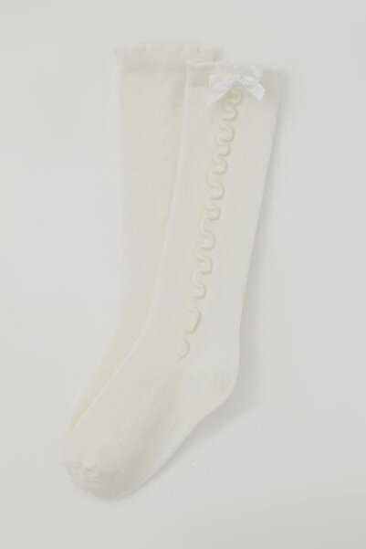 Katamino Κοριτσίστικες κάλτσες γκολφ με αξεσουάρ φιόγκου στον αστράγαλο, ηλικίας 1-8 ετών, κρεμ