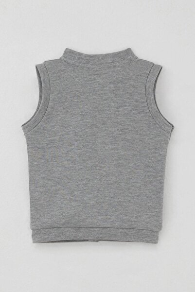 Breeze Baby Boy Vest with Snap Fasteners, Cute Balloon Bear Embroidery, 4 Months-1 Year Old, Gray Melange