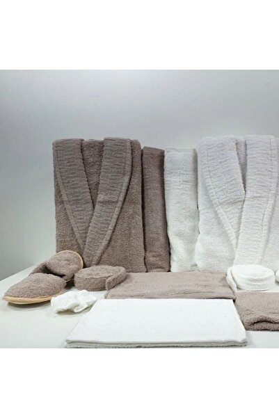 Reiashn طقم أرواب استحمام بلغاريا سكري وبيج غامق 12 قطعة