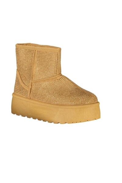 Laura Biagiotti - women's ankle boots with fur & rhinestones - brown color