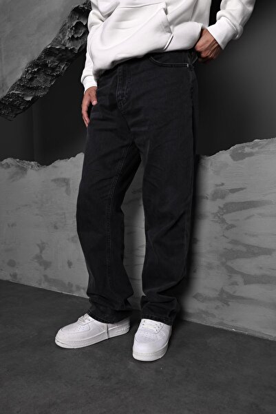 Slatra Men's Black Washed Baggy Pants