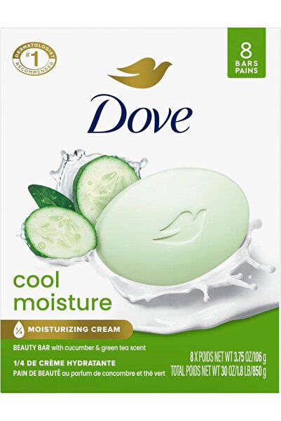 Dove Beauty Bar Soap Cool Moisture Cucumber & Green Tea Scent, 8 Bars, 3.75 oz