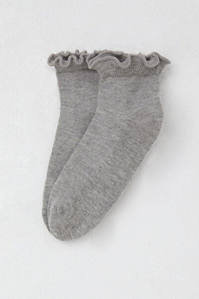 Katamino Șosete pentru fetiță, cu volan din cauciuc, 9-14 ani, gri melange