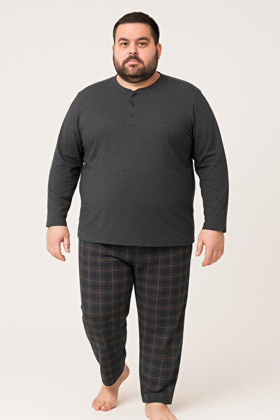 Mutlu City Men's High Quality Interlock Combed Cotton Plus Size Pajama Set 18546