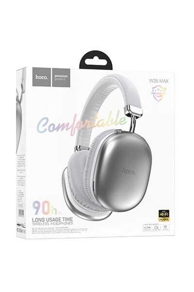 Hoco Casti Wireless (W35 Max), Casti Wireless, Over Ear, BT 5.3, 200h StandBy, Max Joy | Silver