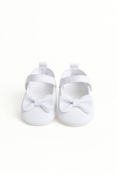 Sofame Baby Beyaz Mini Fiyonklu Bebek Babet Ayakkabı