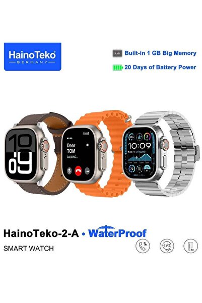 HAINOTEKO Haino Teko 2A Smartwatch – Waterproof Full-Screen AMOLED, 20-Day Battery, 3 Straps (Silver)