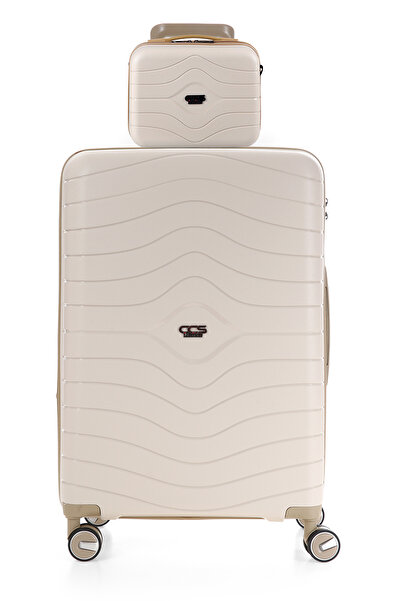 ÇÇS Ultra Hafif Polipropilen Körüklü Ekstra Hacim Büyük +Makyaj 2 Lİ Valiz Seti