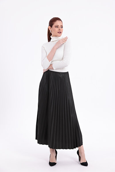 Mersella Women's Elastic Waist Pleated Long Skirt – Flexible Waist, Midi Leng...