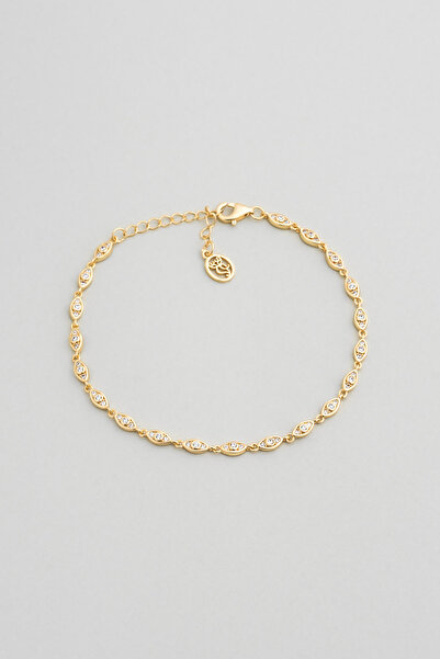 So CHIC... Iris'in Gözü 18 Ayar Sarı Altın Kaplama 20 Cm Gümüş Bileklik