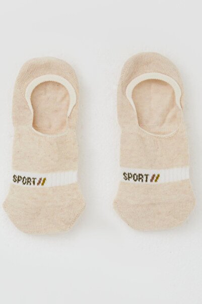 Katamino Κάλτσες μπαλαρίνας για αγόρια Sport Text με τύπωμα 7-14 ετών, κρεμ