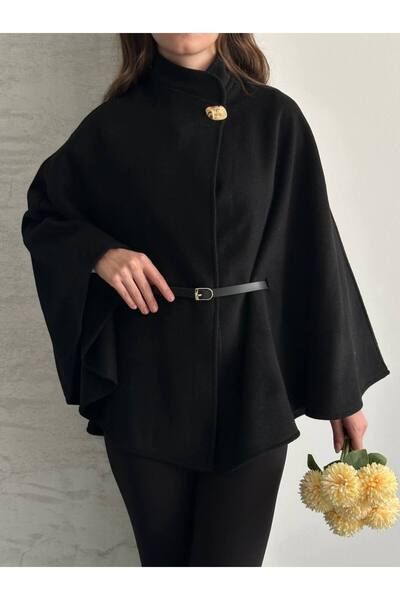 asur boutique Asur Boutique Women's Imported Cashmere Belted Poncho Standard Size 36-40