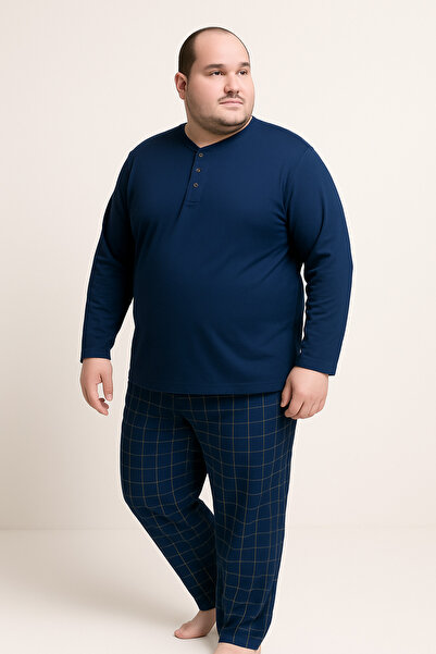 Mutlu City Men's High Quality Interlock Combed Cotton Plus Size Pajama Set 18546