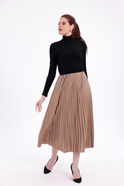 Mersella Women's Elastic Waist Pleated Long Skirt – Flexible Waist, Midi Leng...