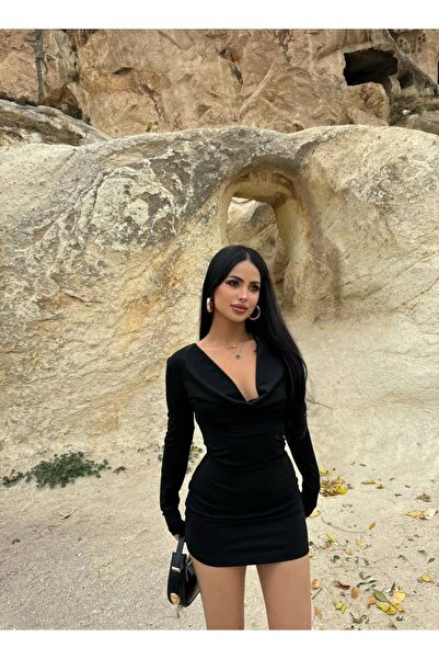 EDAYBUTİK Rochie mini pentru femei din neopren decolteu larg