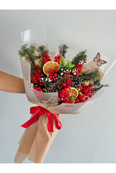 Çiçek Krem Kalp Atışı Buketlik - Sevgiliye Özel - Büyük Kokina Buketi - Yılba...