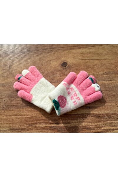 Blotch Double Layered Acrylic Fiber Girls' Gloves with Towel Inside, Strawber...