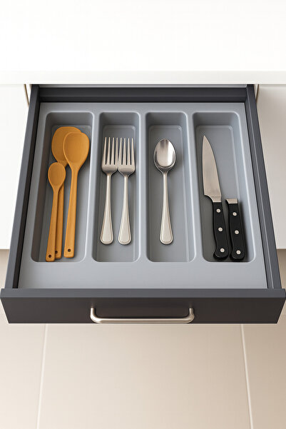 ShopyTime 55x49 cm Çekmece İçi Gri Kepçelik Organizer 50x40 cm Kesilebilir