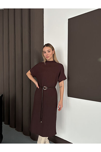 Cistern İstanbul Γυναικείο υφασμάτινο φόρεμα με λεπτομέρεια με ζώνη