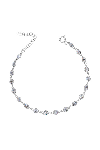 mefshop Zarif Işıltılı 18 Ayar Beyaz Altın Kaplama 19 cm Ayarlanabilir Gümüş ...