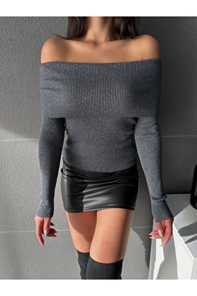 Cistern İstanbul Women's Madonna Collar Textured Knit Sweater