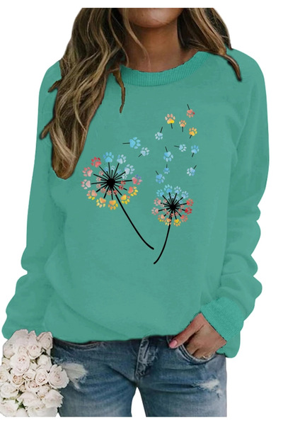 OEM Women's casual blouse, long sleeve sweater, green XL