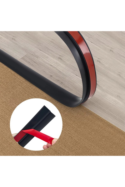 OEM Bandă de tranziție între plăci, parchet, mochetă, diferență de nivel 5 mm, 35 mm x 3 m neagră