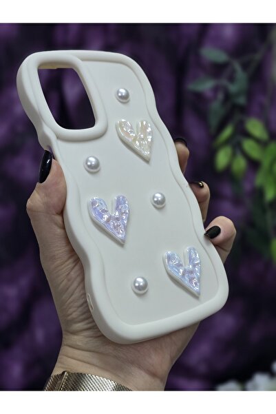 Magic Ring Oppo A16 / Oppo A55 Compatible Shiny Heart & Pearl Detailed Soft Stylish Phone Case