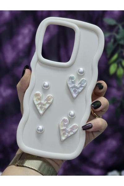 Magic Ring Vivo Y35 Compatible Shiny Heart & Pearl Detailed Soft Stylish Phone Case