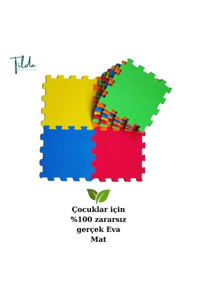 Tilda BSC. & Home 9 Adet Düz %100 Zararsız Oyun Matı 33x33 Kare Yumuşak Oyun ...