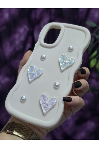 Magic Ring Oppo A52/A72/A92 Compatible Shiny Heart & Pearl Detailed Soft Stylish Phone Case