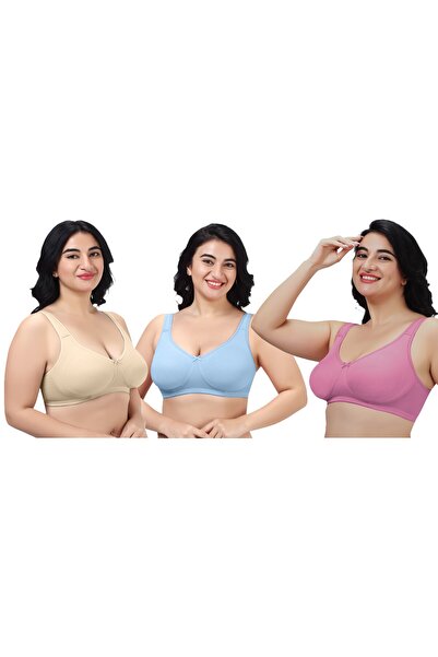 RAJNI Women's Bra D Cup Cotton Lycra Soft Stretch Minimizer Seamless Full Coverage Non-Padded Wire-Free