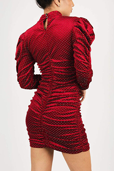 monarh Velvet mini dress with puff sleeves