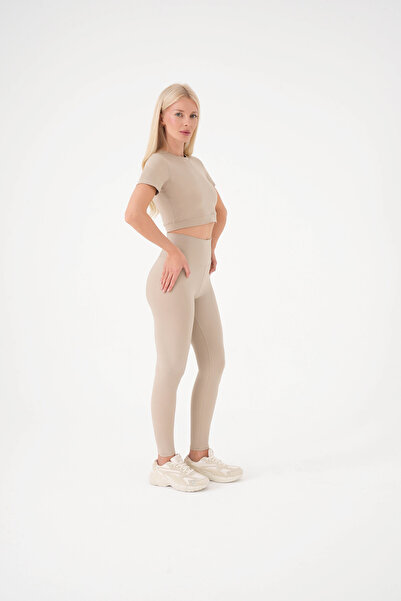 4upower εφέ σύσφιξης Γυναικείο αθλητικό κολάν μπεζ