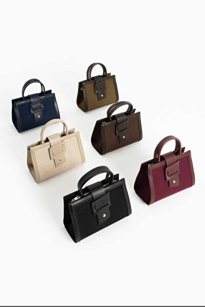 ÖZÜM TAKI Women's Belt Detail Hand and Shoulder Bag Mink Color