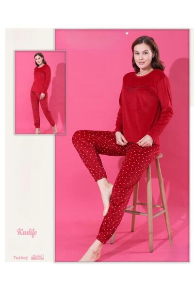 Modella Life Patterned Velvet Winter Women's Pajama Set
