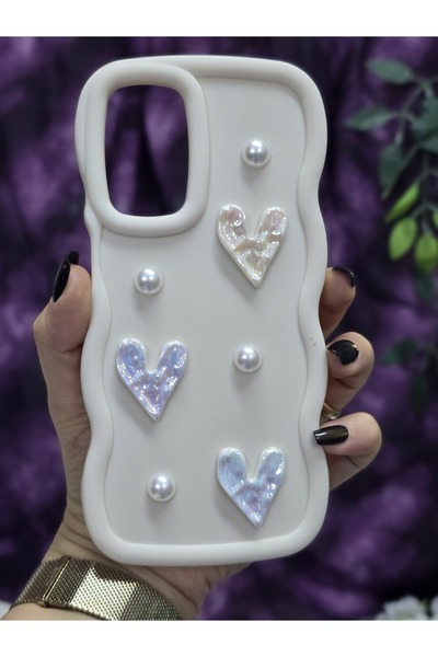 Magic Ring Oppo A16 / Oppo A55 Compatible Shiny Heart & Pearl Detailed Soft Stylish Phone Case