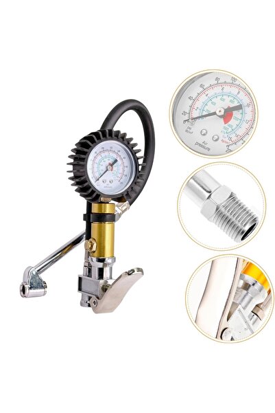 OEM Gun with pressure gauge and 2 tire inflation heads, length 10cm, flexible hose connector 12cm, car, atv