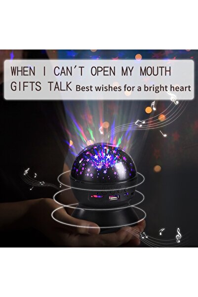 zyteq ZYTEQ night light, LED projector, colored crystal balls, star and moon projection, black