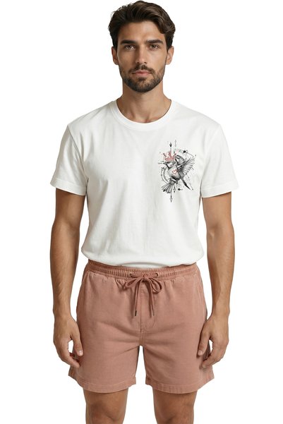 Color Luxe Crowned and Hearted Sparrow Minimalist Sketch Printed Premium Men'...