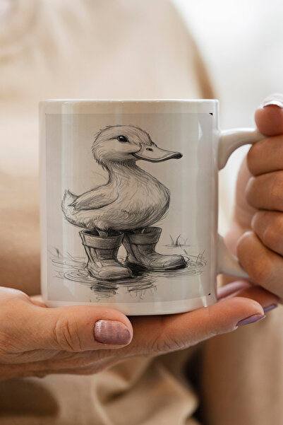 Cup Lime Sevimli Ördekli Kupa | Sevgililer Günü / Doğum Günü / Yılbaşı Hediyesi